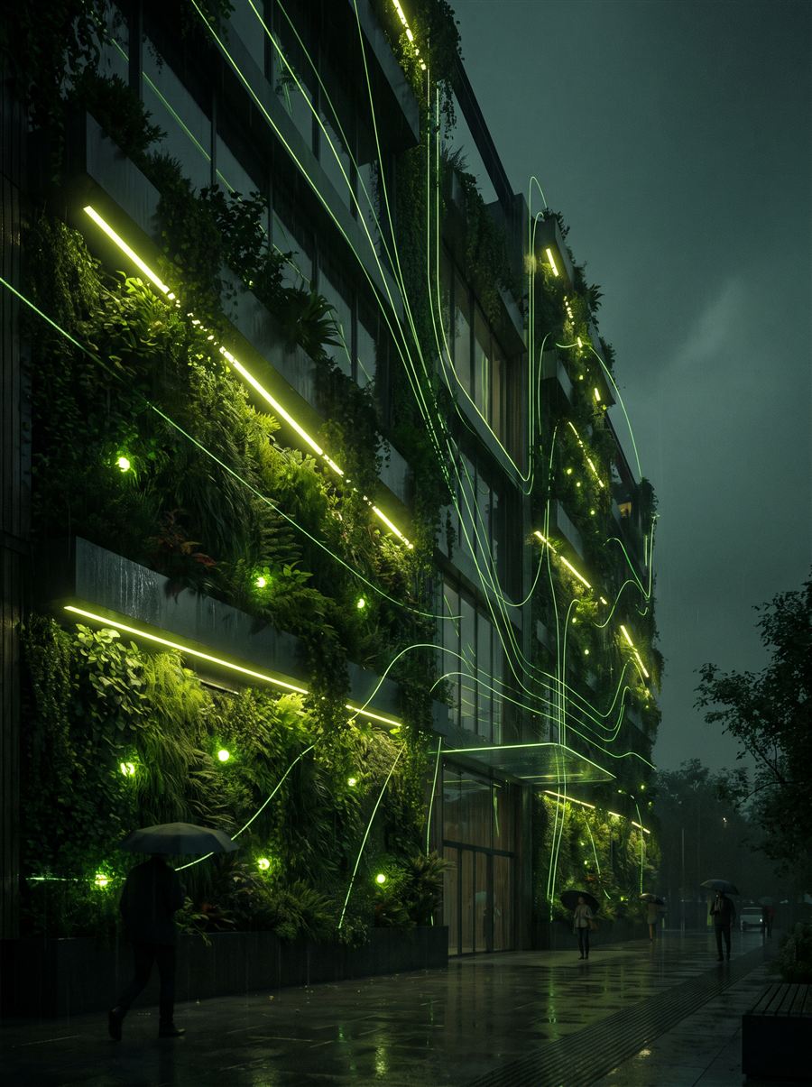 Edifício sustentável com jardins verticais
