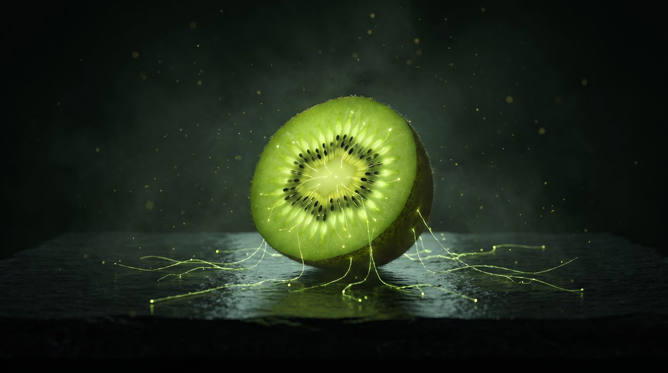Kiwi iluminado com rede de conexões